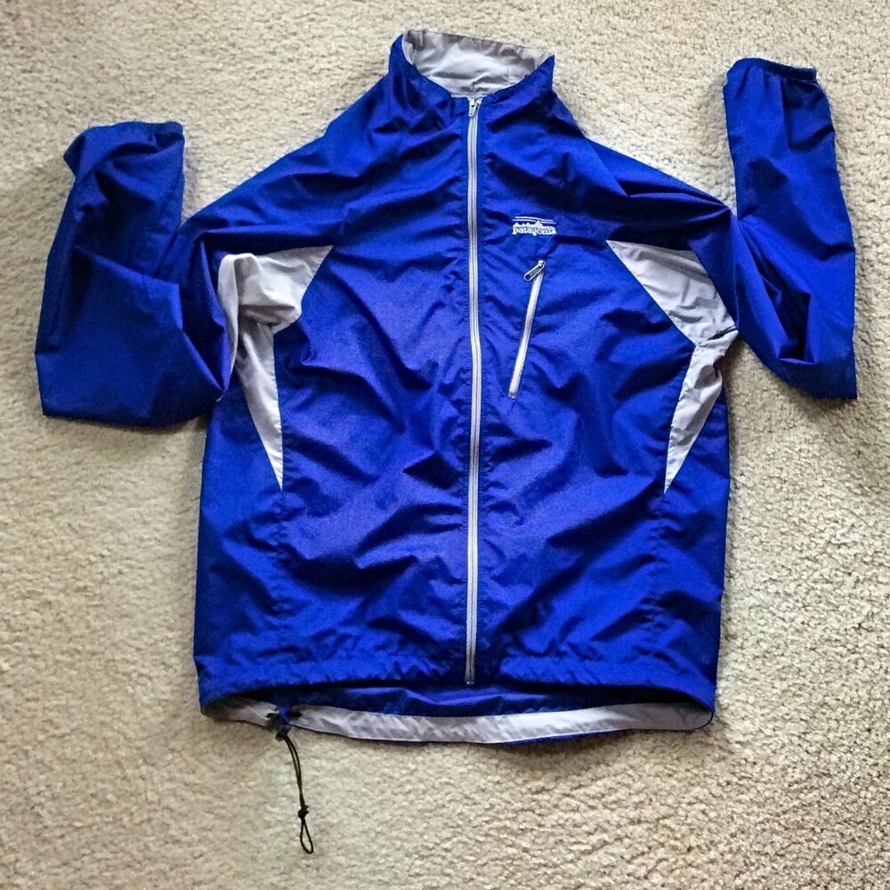 Patagonia Men's Velocity O2  Size Small Lightweight Blue Gray Windbreaker Jacket
